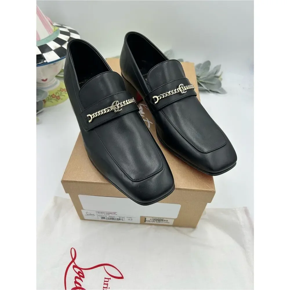 Men's Christian Louboutin, MJ, Moc loafers CL chain logo size 42